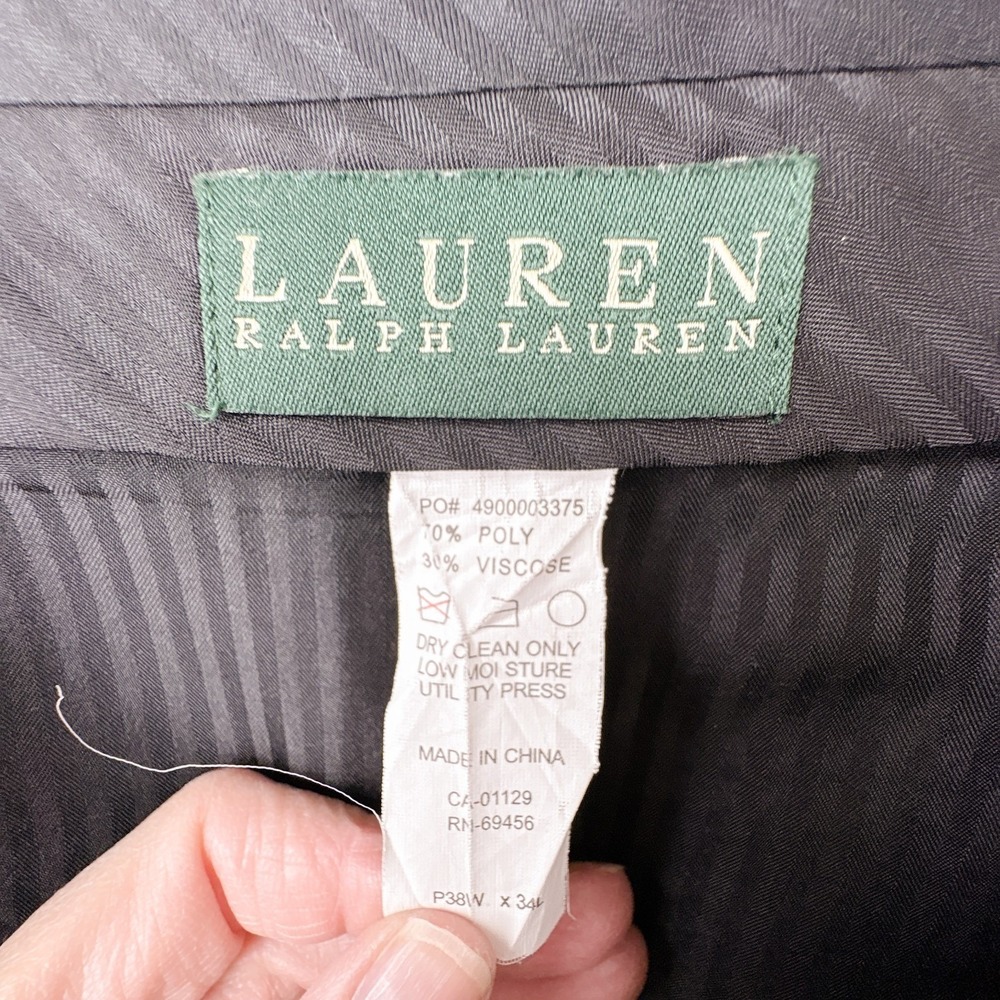 VIntage Lauren Ralph Lauren Y2K Pleated Trousers Mens 38x34 Tan Cuffed - Picture 2 of 7